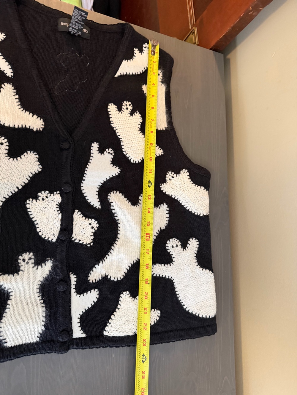 Hampshire Studio Halloween Ghost Knit Sweater Vest - Picture 6 of 6